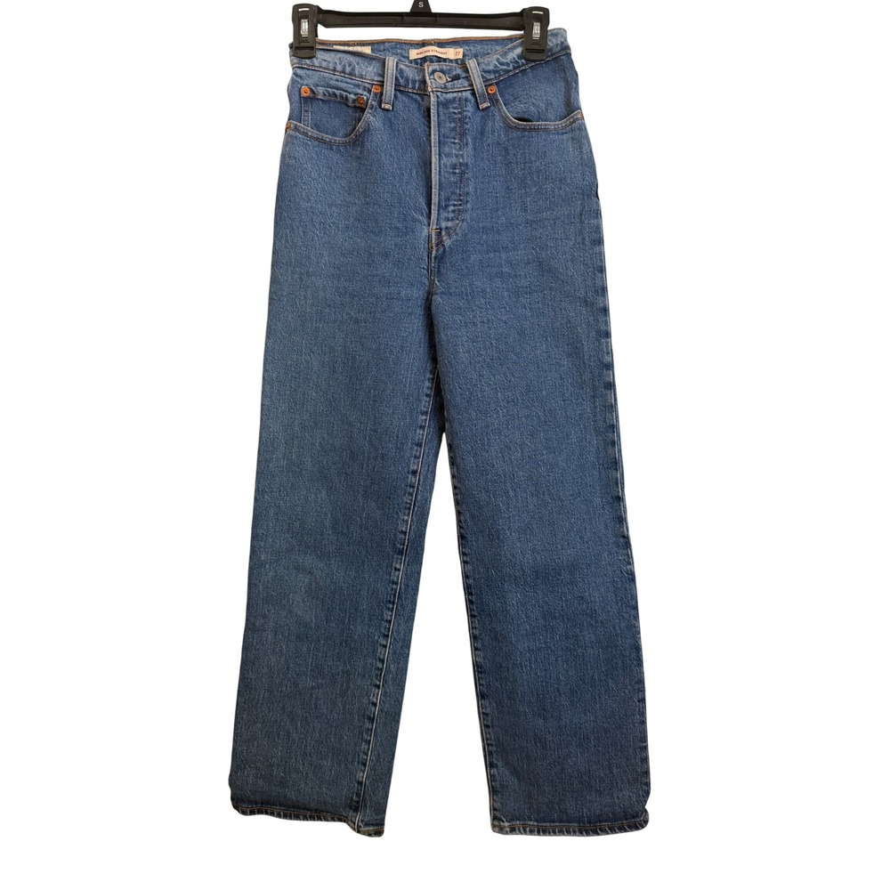 Levis Ribcage Straight Ankle Jeans Blue Denim Button Fly W27 L27